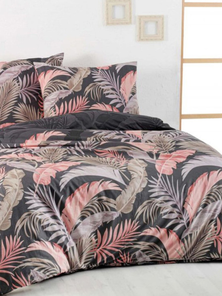 Kvalitex Francouzské prodloužené bavlněné povlečení DELUX 240x220, 70x90cm PALMA šedá