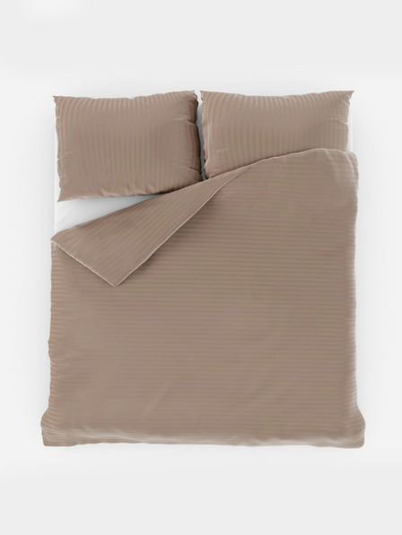 Kvalitex Francouzské saténové prodloužené povlečení s proužkem 1+2, 240x220, 70x90cm BÉŽOVÉ