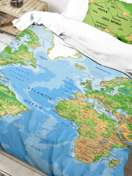 Kvalitex 3D povlečení 140x200, 70x90cm Mapa světa