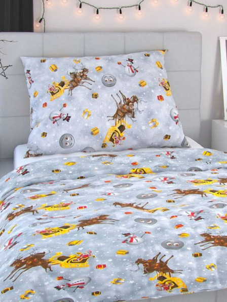 Kvalitex Vánoční povlečení 140x220, 70x90cm SNĚHULÁCI šedí