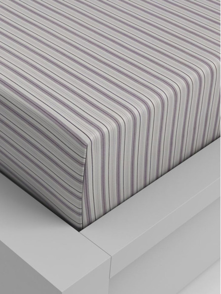 Kvalitex Bavlněné napínací prostěradlo 90x200cm fialový proužek Kvalitex