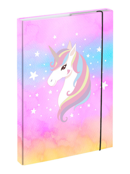 BAAGL  Růžové Desky na školní sešity A4 Rainbow Unicorn Baagl