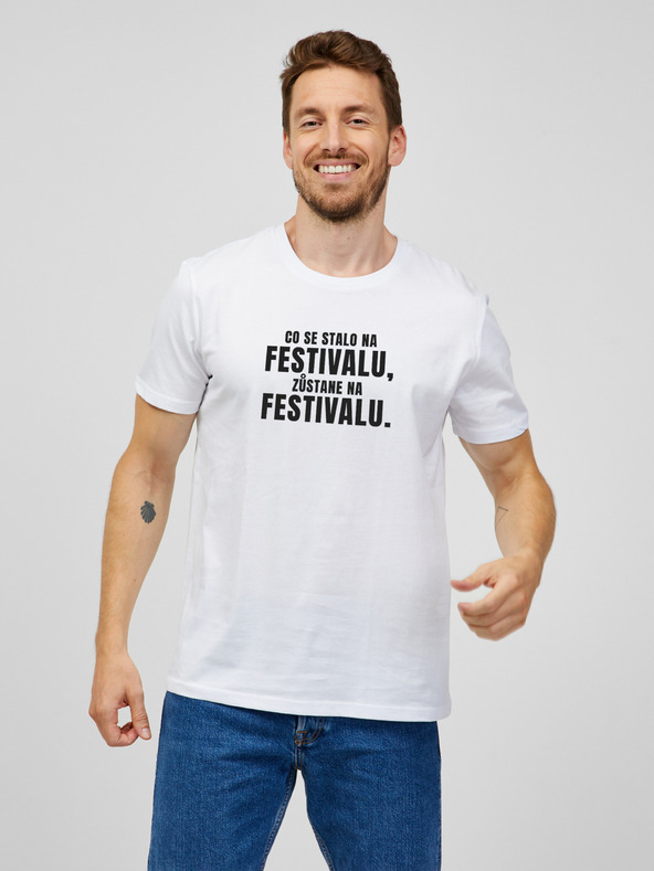 ZOOT.Original Bílé pánské tričko ZOOT.Original Co se stane na festivalu, zůstane na festivalu