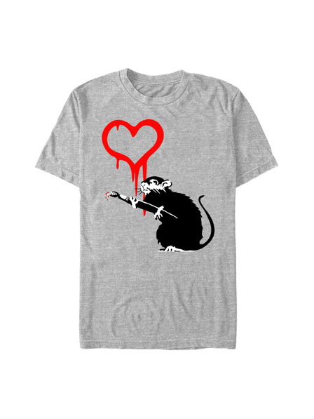 ZOOT.Fan Melírované šedé tričko Banksy (Brandalised) Bansky Love Rat