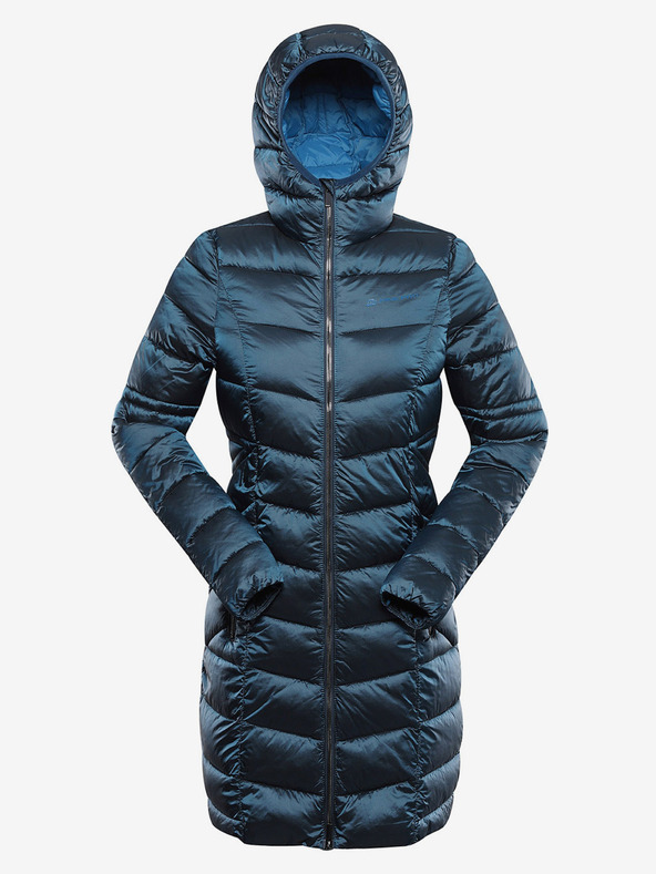 ALPINE PRO Dlouhý dámský ultralehký kabát ALPINE PRO OREFA modrá