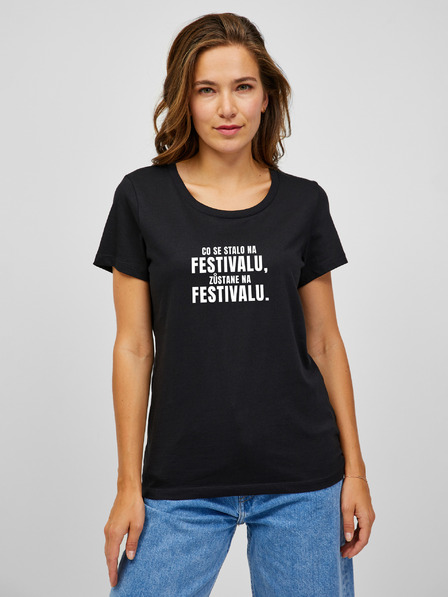 ZOOT.Original Černé dámské tričko ZOOT.Original Co se stane na festivalu, zůstane na festivalu