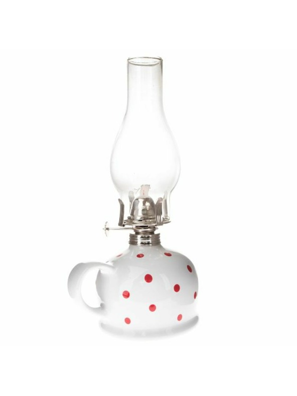 Casa de Engel Keramická petrolejová lampa , bílá s červenými puntíky, 0/9