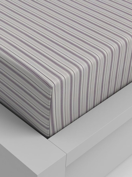Kvalitex Bavlněné napínací prostěradlo 180x200cm fialový proužek Kvalitex
