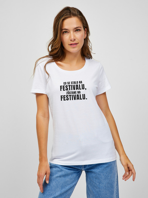 ZOOT.Original Bílé dámské tričko ZOOT.Original Co se stane na festivalu, zůstane na festivalu