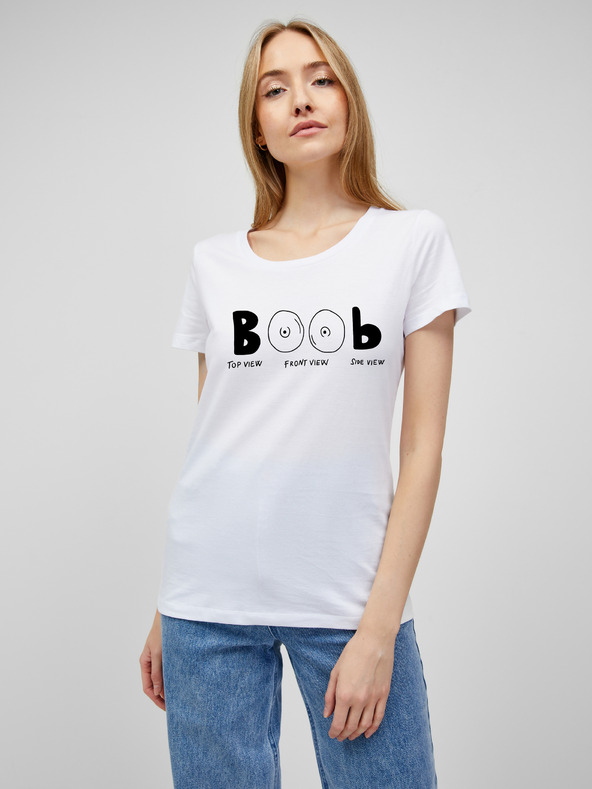 ZOOT.Original Bílé dámské tričko s potiskem ZOOT.Original Boob