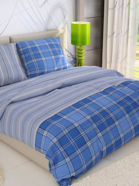 Kvalitex Francouzské bavlněné povlečení DELUX 200x200, 70x90cm CAMPUS modrý