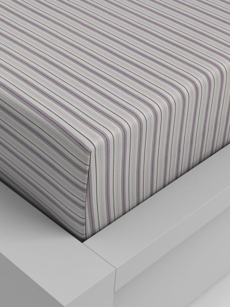 Kvalitex Bavlněné napínací prostěradlo 200x200cm fialový proužek Kvalitex
