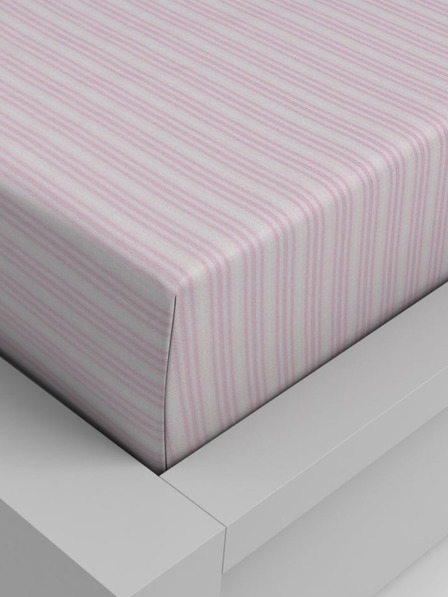 Kvalitex Bavlněné napínací prostěradlo 180x200cm růžový proužek Kvalitex