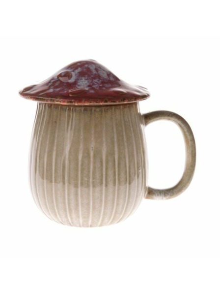 Casa de Engel Keramický hrnek s víčkem - houba, 550ml, červený, 1/16