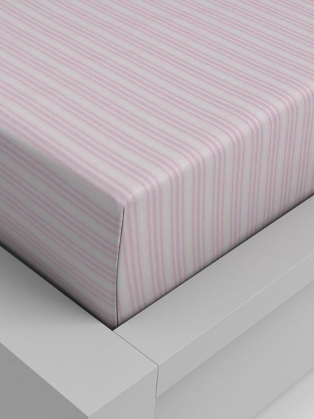 Kvalitex Bavlněné napínací prostěradlo 120x200cm růžový proužek Kvalitex