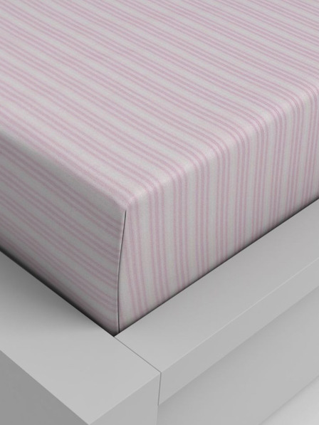Kvalitex Bavlněné napínací prostěradlo 220x200cm růžový proužek Kvalitex