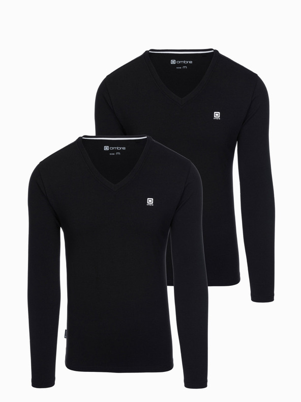 Ombre Clothing Pánský set s dlouhým rukávem V-NECK - mix 2-pack V3 Z87 Ombre Clothing