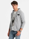 Ombre Clothing Pánská mikina na zip s kapucí a nášivkou - šedá V1 OM-SSZP-0140 Ombre Clothing