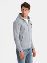 Ombre Clothing Pánská mikina na zip s kapucí a nášivkou - šedá V1 OM-SSZP-0140 Ombre Clothing