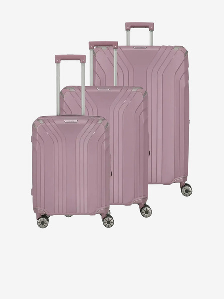 Travelite Sada tří dámských cestovních kufrů v růžové barvě Travelite Elvaa 4w S,M,L Rosé
