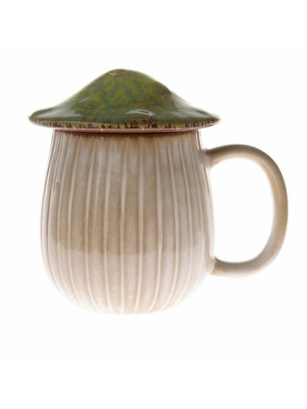 Casa de Engel Keramický hrnek s víčkem - houba, 550ml, zelený, 1/16