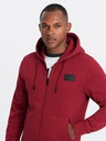 Ombre Clothing Pánská mikina s kapucí a nášivkou - červená V3 OM-SSZP-0140 Ombre Clothing