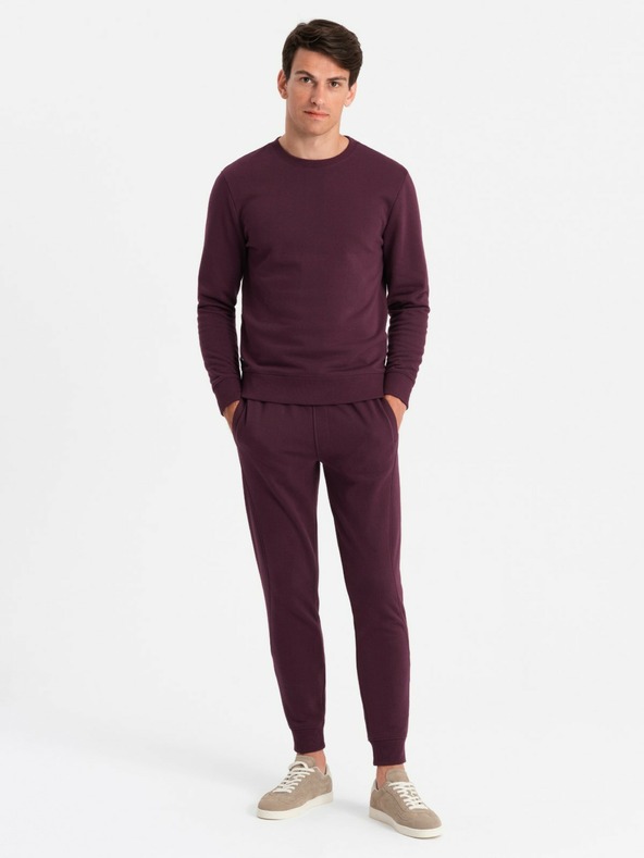 Ombre Clothing BASIC pánská bavlněná mikina BASIC bordó Ombre Clothing