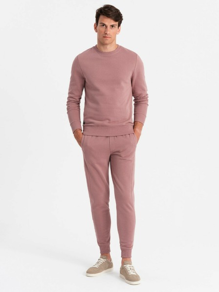Ombre Clothing Pánská bavlněná mikina BASIC BASIC tmavě růžová Ombre Clothing