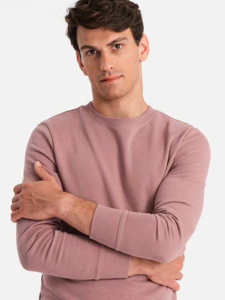 Ombre Clothing Pánská bavlněná mikina BASIC BASIC tmavě růžová Ombre Clothing