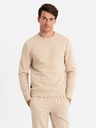 Ombre Clothing Pánská bavlněná mikina BASIC + tepláky béžová Ombre Clothing