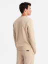 Ombre Clothing Pánská bavlněná mikina BASIC + tepláky béžová Ombre Clothing