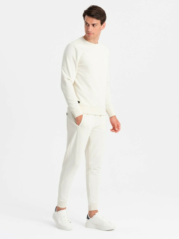 Ombre Clothing Pánská bavlněná tepláková souprava BASIC krémová Ombre Clothing