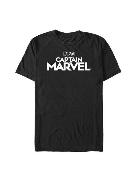 ZOOT.Fan Černé pánské tričko Marvel Plain Captain Marvel Logo