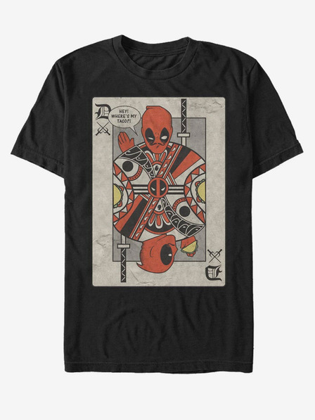 ZOOT.Fan Černé unisex tričko Marvel Deadpool Playing Card