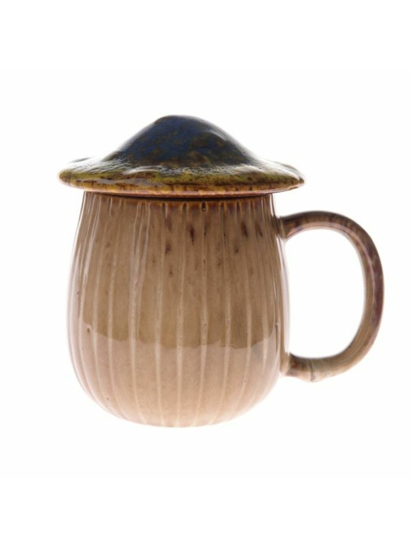 Casa de Engel Keramický hrnek s víčkem - houba, 550ml, modrý, 1/16