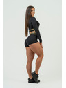 Nebbia NEBBIA Dámsky crop top s dlouhým rukávem INTENSE Perform 839 Gold Nebbia