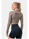 Nebbia Sporty HERO crop top s dlouhým rukávem 585 Mocha Nebbia