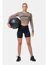 Nebbia Sporty HERO crop top s dlouhým rukávem 585 Mocha Nebbia