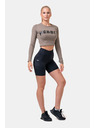 Nebbia Sporty HERO crop top s dlouhým rukávem 585 Mocha Nebbia