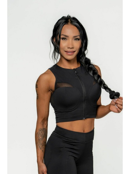Nebbia NEBBIA Dámský crop top s vysokou podporou INTENSE Mesh 842 Gold Nebbia