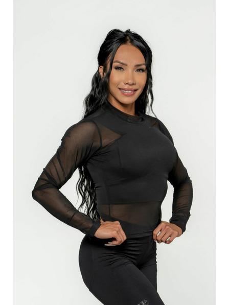 Nebbia NEBBIA Dámský top s dlouhým rukávem INTENSE Sheer 847 Gold Nebbia