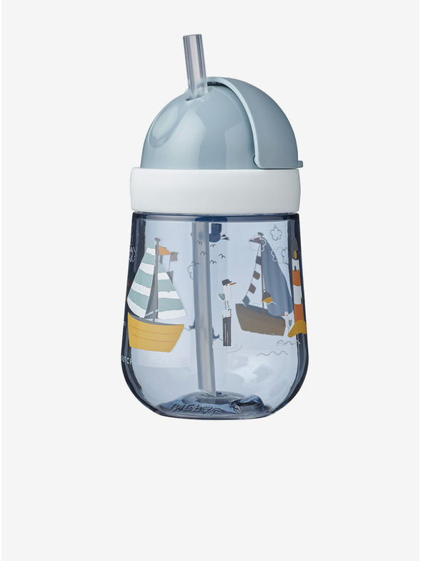 Mepal Světle modrý dětský trénovací hrnek s brčkem Mepal Mio (300 ml)