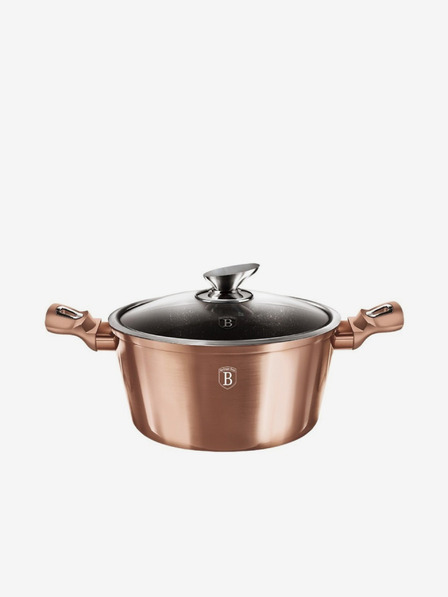 Berlingerhaus Kastrol s mramorovým povrchem a poklicí 30 cm Rosegold Metallic Line BERLINGERHAUS