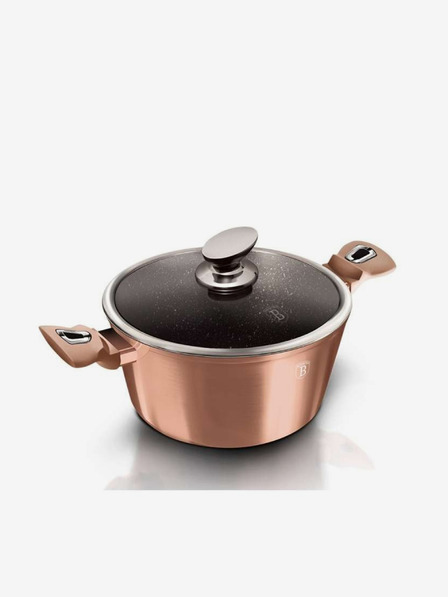 Berlingerhaus Kastrol s mramorovým povrchem a poklicí 30 cm Rosegold Metallic Line BERLINGERHAUS