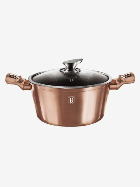 Berlingerhaus Kastrol s mramorovým povrchem a poklicí 28 cm Rosegold Metallic Line BERLINGERHAUS