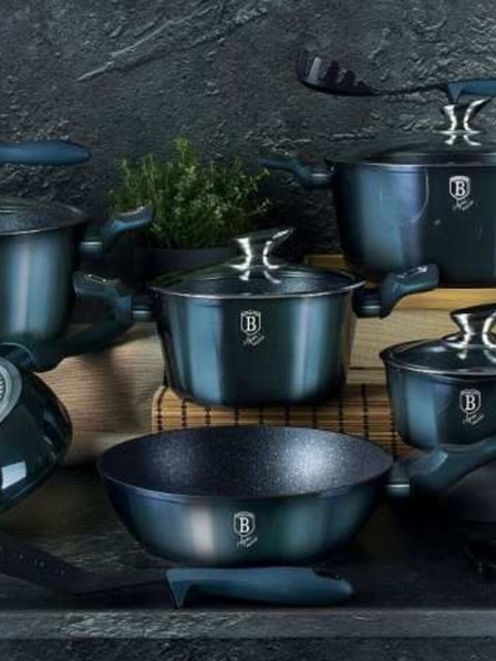 Berlingerhaus Sada nádobí s mramorovým povrchem 13 ks Aquamarine Metallic Line BERLINGERHAUS