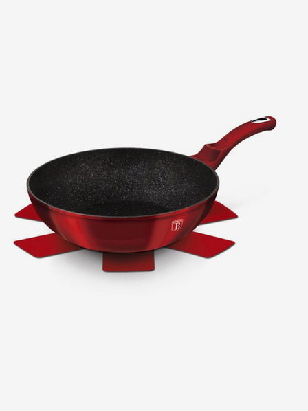 Berlingerhaus Pánev WOK s mramorovým povrchem 30 cm Burgundy Metallic Line BERLINGERHAUS
