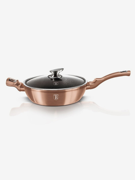 Berlingerhaus Pánev hluboká s mramorovým povrchem a poklicí 28 cm Rosegold Metallic Line BERLINGERHAUS