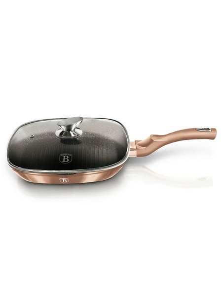 Berlingerhaus Pánev grilovací s mramorovým povrchem a poklicí 28 cm Rosegold Metallic Line BERLINGERHAUS