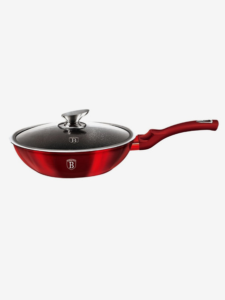 Berlingerhaus Pánev WOK s poklicí s mramorovým povrchem 28 cm Burgundy Metallic Line BERLINGERHAUS